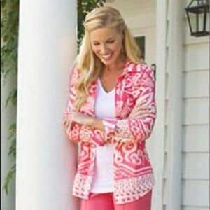 Sharon Young Top womens size small Botton Up Geo Print cotton shirt Boho Blouse‎